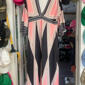 Elegant Pink and Black Geometric Dress